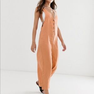 Rhythm Amalfi linen jumpsuit in sunburn